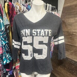 Penn State Pressbox White and Blue Graphic 3/4 Sleeve Jersey #55